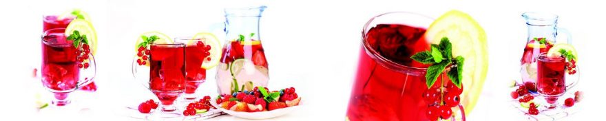 Изображение для стеклянного кухонного фартука, скинали: посуда, напитки, ягоды, стаканы, fartux1013