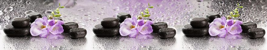 Изображение для стеклянного кухонного фартука, скинали: цветы, орхидеи, камни, fartux1401