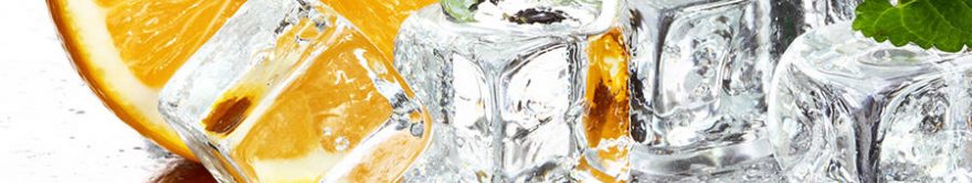 Изображение для стеклянного кухонного фартука, скинали: апельсины, лед, fartux1753
