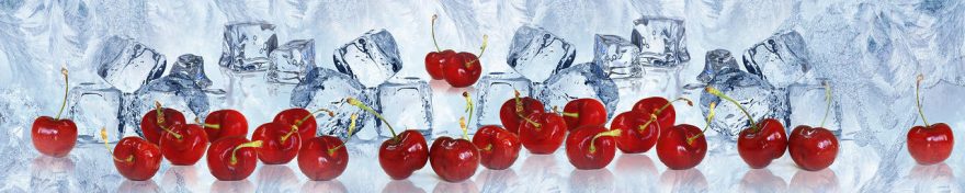 Изображение для стеклянного кухонного фартука, скинали: ягоды, вишня, лед, fartux554