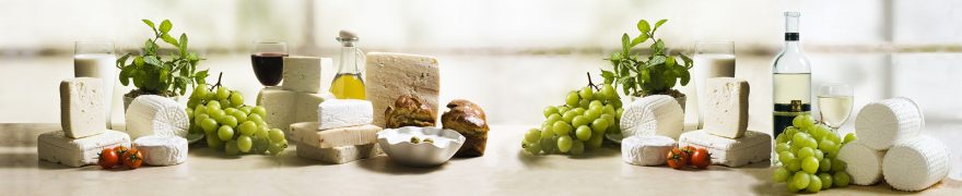 Изображение для стеклянного кухонного фартука, скинали: виноград, сыр, еда, edaprod001