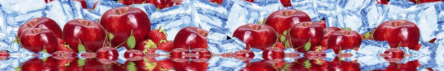 Изображение для стеклянного кухонного фартука, скинали: фрукты, ягоды, лед, яблоки, fartux1043