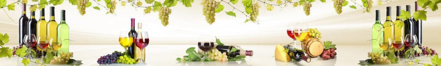 Изображение для стеклянного кухонного фартука, скинали: вино, виноград, бутылка, бокал, fartux1093