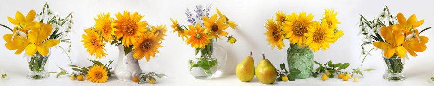 Изображение для стеклянного кухонного фартука, скинали: цветы, ваза, fartux1113