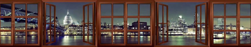 Изображение для стеклянного кухонного фартука, скинали: ночь, город, архитектура, окно, fartux1232