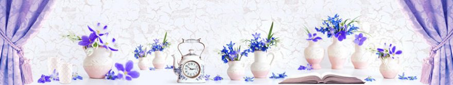 Изображение для стеклянного кухонного фартука, скинали: цветы, ваза, fartux1470