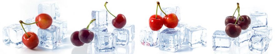 Изображение для стеклянного кухонного фартука, скинали: ягоды, вишня, лед, fartux1579