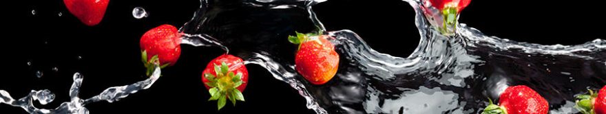 Изображение для стеклянного кухонного фартука, скинали: вода, ягоды, клубника, fartux1714