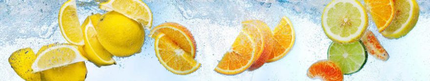 Изображение для стеклянного кухонного фартука, скинали: вода, фрукты, лимоны, fartux1779