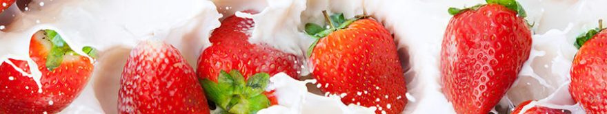 Изображение для стеклянного кухонного фартука, скинали: ягоды, клубника, молоко, fartux1789