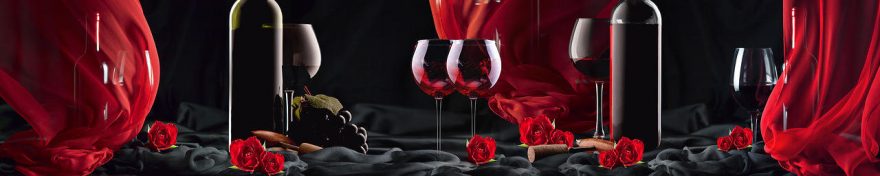Изображение для стеклянного кухонного фартука, скинали: вино, бутылка, бокал, fartux553