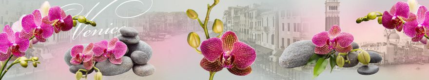 Изображение для стеклянного кухонного фартука, скинали: цветы, орхидеи, камни, италия, fartux565