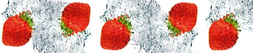 Изображение для стеклянного кухонного фартука, скинали: вода, ягоды, клубника, fartux619