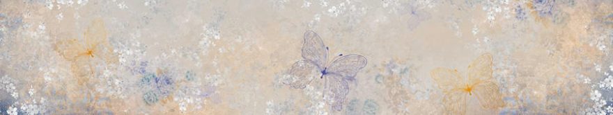 Изображение для стеклянного кухонного фартука, скинали: бабочки, орнамент, fartux806
