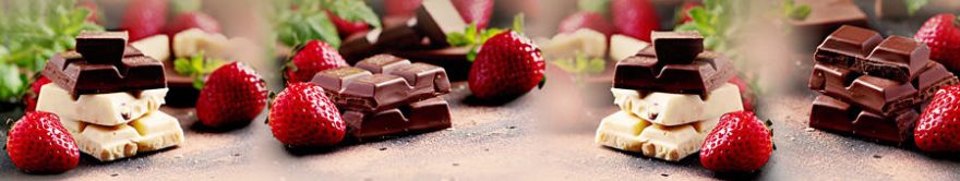 Изображение для стеклянного кухонного фартука, скинали: ягоды, клубника, шоколад, сладости, fartux833