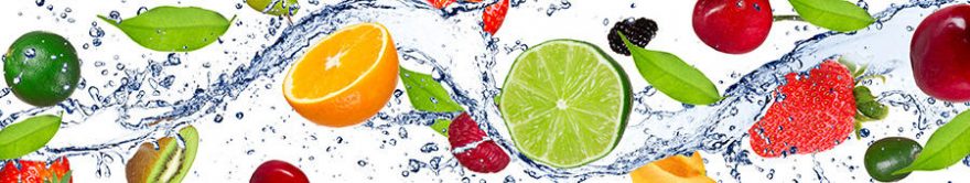 Изображение для стеклянного кухонного фартука, скинали: вода, фрукты, ягоды, fartux841