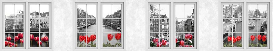 Изображение для стеклянного кухонного фартука, скинали: цветы, тюльпаны, окно, италия, fartux934