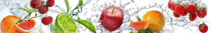 Изображение для стеклянного кухонного фартука, скинали: вода, фрукты, ягоды, fartux955