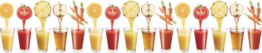 Изображение для стеклянного кухонного фартука, скинали: фрукты, напитки, стаканы, овощи, napitki001