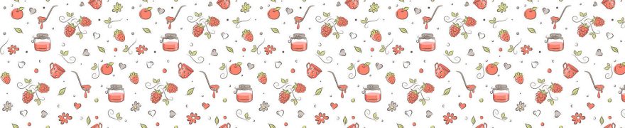 Изображение для стеклянного кухонного фартука, скинали: цветы, паттерн, ягоды, банки, patsvet016