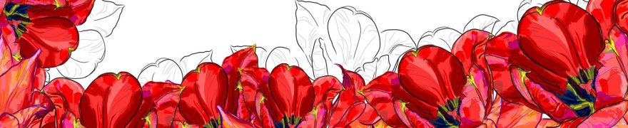 Изображение для стеклянного кухонного фартука, скинали: цветы, тюльпаны, rastcve043