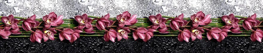 Изображение для стеклянного кухонного фартука, скинали: цветы, бамбук, орхидеи, rastcve045
