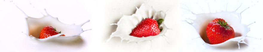 Изображение для стеклянного кухонного фартука, скинали: ягоды, клубника, молоко, skin108